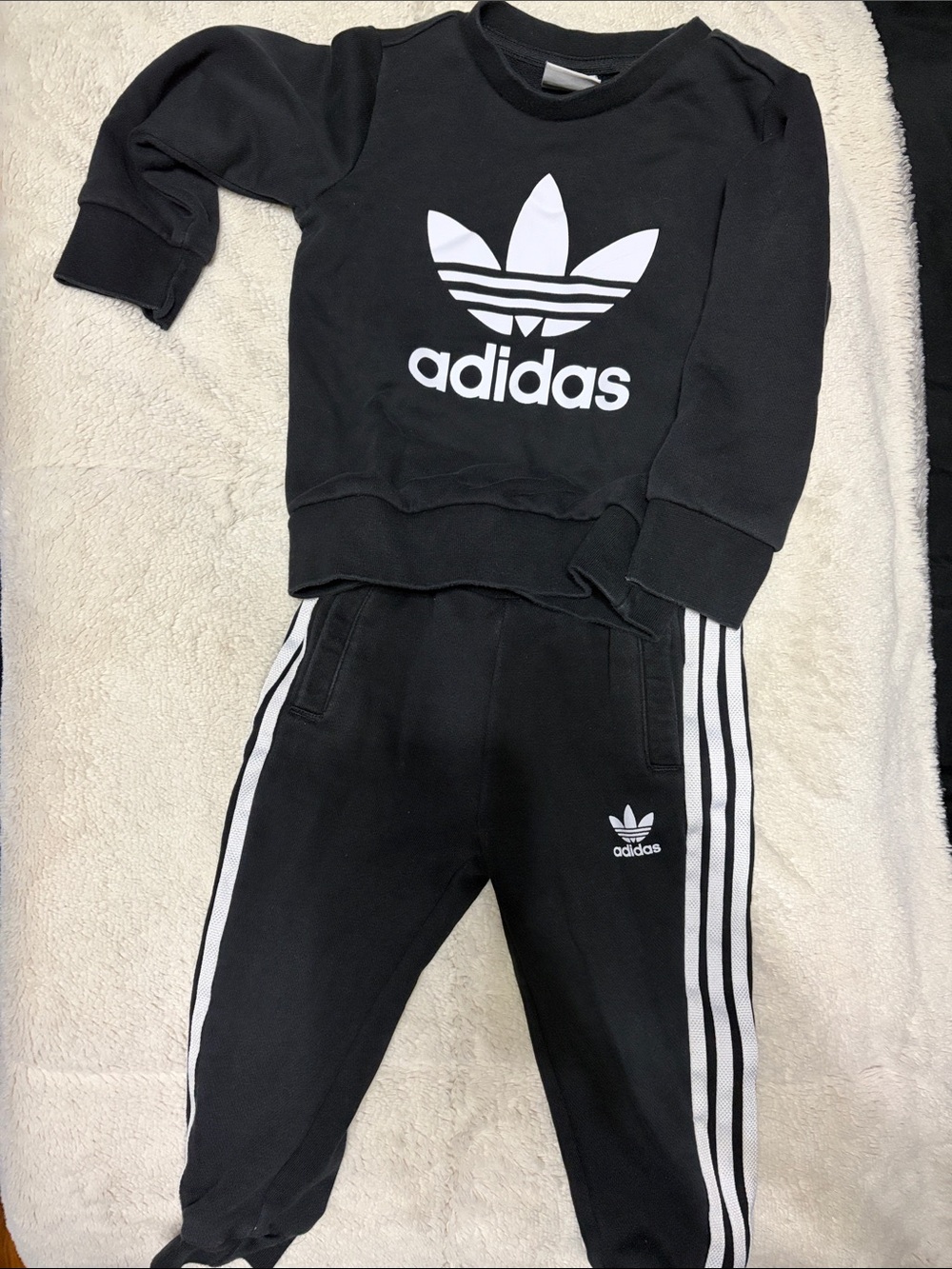adidas Black & White Trefoil Sweatshirt and Track Joggers